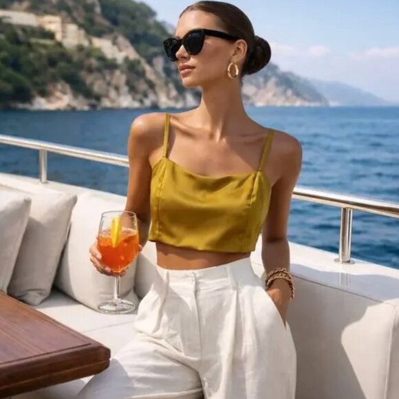 House of Harlow Satin Crop Top, Size XS - Picture 9 of 9